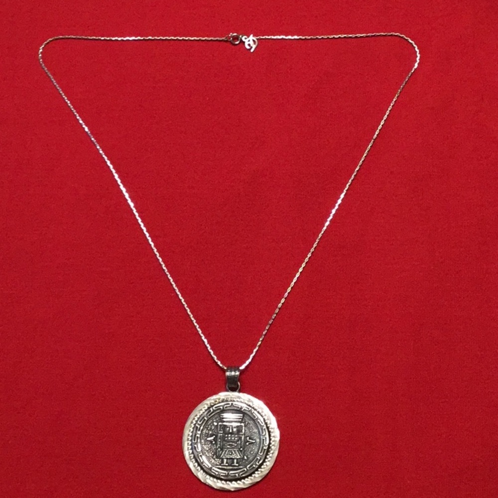 Vintage Sterling Silver Aztec God Pendant.